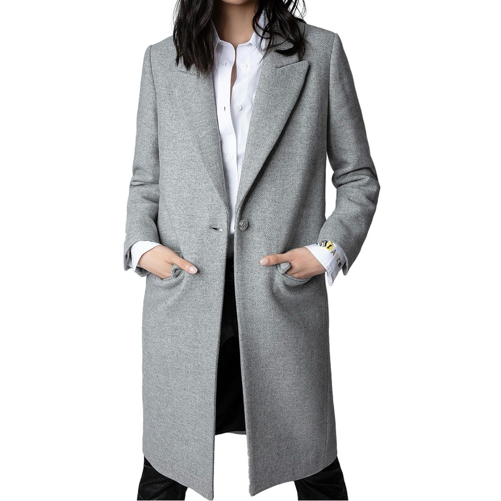 Zadig and Voltaire Gray ‘Monarque’ Wool Blend Coat Size Large NEW with Tags - Picture 2 of 16